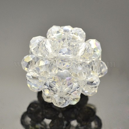 Perles tressées en cristal de verre transparent GLAA-A034-4mm-A18-1
