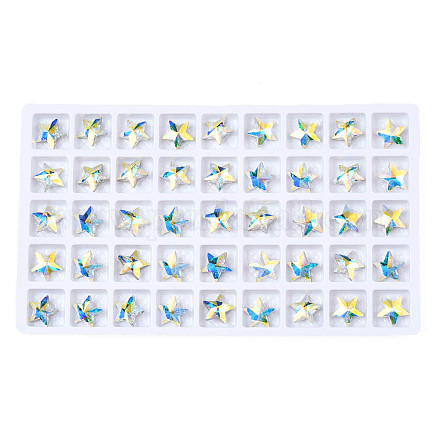 ガラスラインストーンカボション  ネイルアートの装飾の付属品  多面カット  スター  シャンパンイエロー  9.5x10x4.5mm MRMJ-N029-04A-13-1