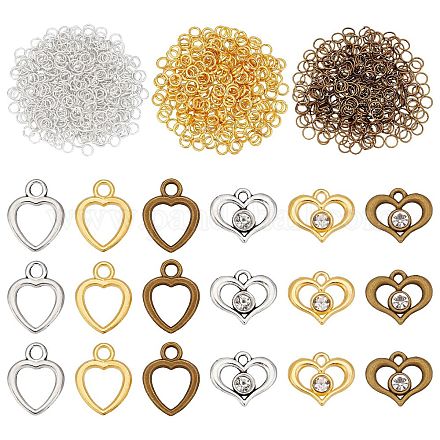 Superfindings 60pcs 6 pendentifs en alliage de coeur de style FIND-FH0003-46-1