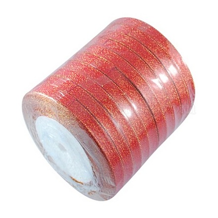 1/4 Zoll (6 mm) rotes Glitzer-Metallicband X-RSC6mmY-001-1