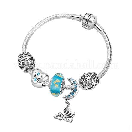 TINYSAND Sterling Silver Love Angel Dangle Charm European Bracelets TS-Set-034-19-1