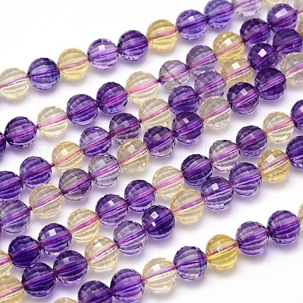 Chapelets de perles rondes de cristal en quartz naturel à facettes de grade A + G-H1652-10mm-05S-A+-1