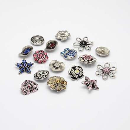 Mixed Alloy Rhinestone Jewelry Snap Buttons SNAP-N018-01-1