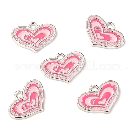 Pendentifs de charme de coeur d'émail d'alliage rose grands pour faire des cadeaux de fête des mères X-ENAM-19.5X19.5-1