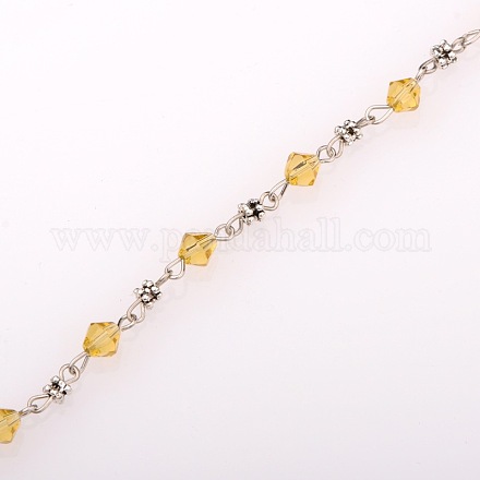 Handmade Bicone Glass Beads Chains for Necklaces Bracelets Making AJEW-JB00061-06-1