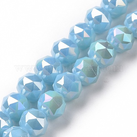 Electroplate Opaque Glass Beads Strands EGLA-H101-01C-1