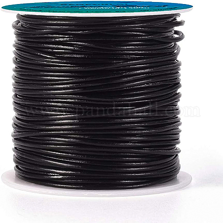 BENECREAT 1.5mm 50 Yards Round Leather Cord Black Genuine Leather Cord Leather String for Bracelet Neckacle Beading Jewelry Making DIY Crafts WL-BC0001-1.5mm-01-1
