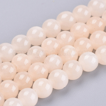 Chapelets de perles de pierres en jade jaune teinte G-R271-8mm-Y03-1