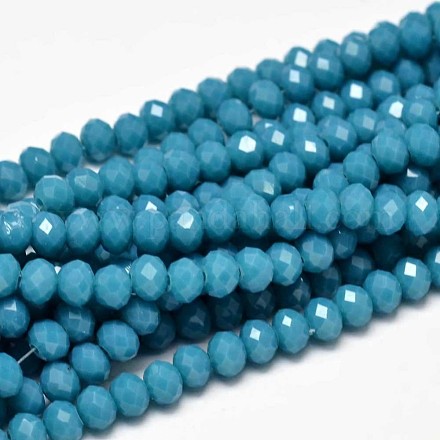 Faceted Rondelle Glass Beads Strands X-GLAA-I033-6mm-03-1