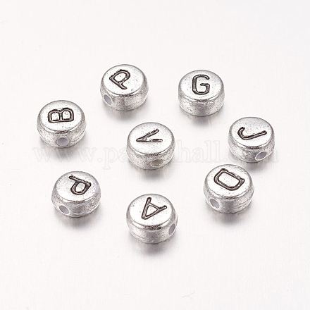 Perline acriliche con lettere miste placcate in colore argento X-PB43C9070-1