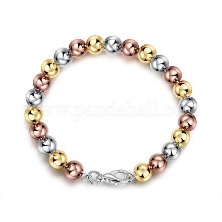 Изысканный латуни круглый шар цепи браслеты для женщин BJEW-BB12289-1