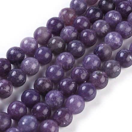 Lepidolita natural / hebras de perlas de piedra de mica púrpura G-E545-01B-1