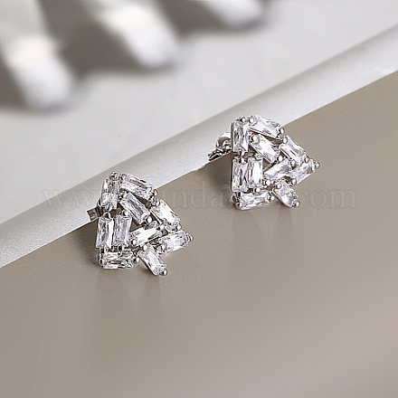 Brass Micro Pave Cubic Zirconia Stud Earrings YP6640-1