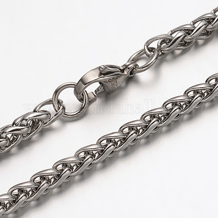 Collares de cadena de cuerda de 304 acero inoxidable NJEW-N0036-04P-1