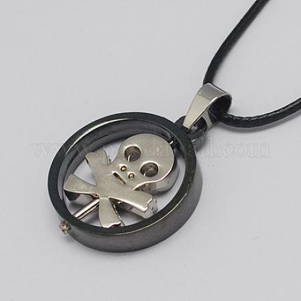Zinc Alloy Pirate Style Skull Necklaces NJEW-S002-44-1