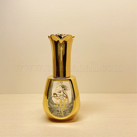 バラ模様のガラスポンプスプレーボトル  香水の詰め替えボトル  ゴールドカラー  容量：10ml（0.34fl.oz） BOTT-PW0010-009-1