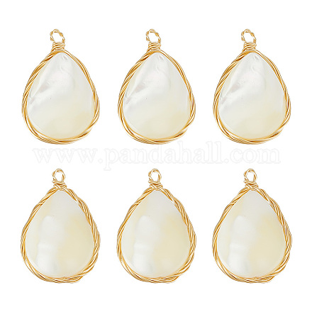 Arriver 6 pièces pendentifs en coquillage blanc naturel KK-AR0003-45-1