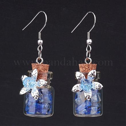 Claires lapis-lazuli de bouteilles en verre balancent des boucles d'oreilles EJEW-JE02217-05-1