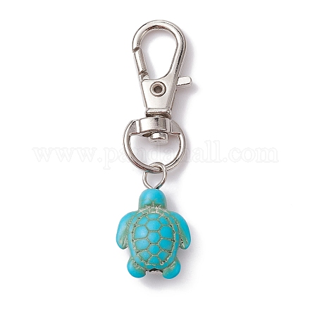 Synthetic Turquoise Tortoise Pendant Decorations HJEW-JM01355-01-1