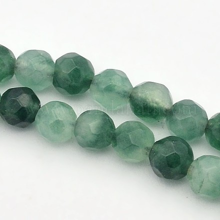 Facettes rondes fleurs naturelles perles de jade brins G-E302-071-4mm-1