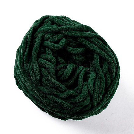 柔らかいかぎ針編みの糸  スカーフ用の太い編み糸  バッグ  クッション作り  濃い緑  7~8mm  65.62ヤード（60m）/ロール OCOR-G009-03S-1