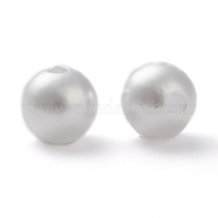 ABS Plastic Imitation Pearl Ball Beads X-MACR-A004-8mm-01-1