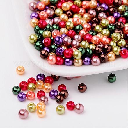 Fall Mix Pearlized Glass Pearl Beads HY-X006-4mm-06-1