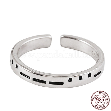925 anillo abierto grabado con código morse de plata esterlina para mujer FIND-PW0013-006A-1