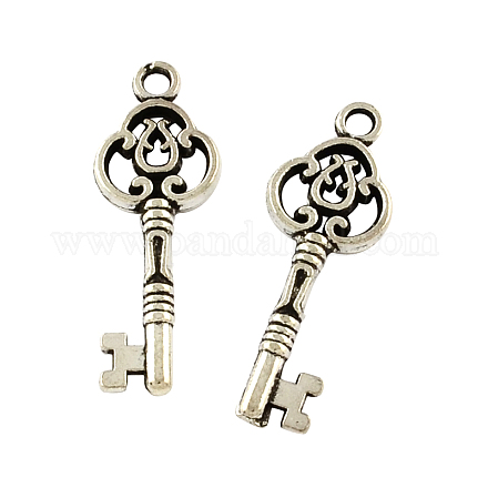 Tibetan Style Alloy Skeleton Key Pendants X-TIBEP-Q043-014-RS-1