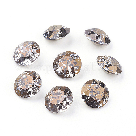 Apuntado hacia atrás & dorso plateado Diamante de imitación de cristal Cabujones RGLA-J012-8mm-001BP-1
