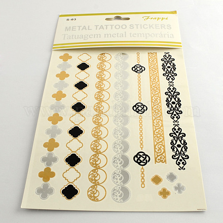 Mixed Shapes Cool Body Art Removable Fake Temporary Tattoos Metallic Paper Stickers X-AJEW-Q081-50-1