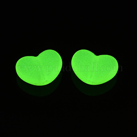 蓄光アクリルビーズ  暗闇で光る  ハート  緑黄  15.5x21x9.5mm  穴：2mm  約235個/500g MACR-N009-031B-1