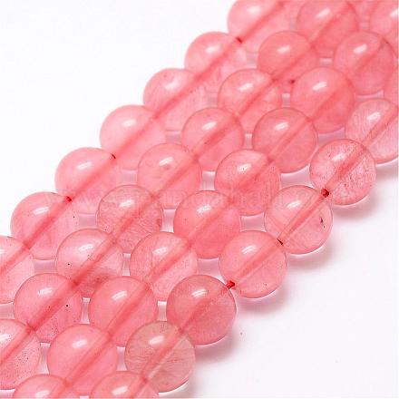 Chapelets de perles cerise quartz en verre G-P256-06-8mm-1
