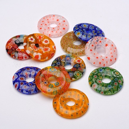 Donut / pi disco millefiori colgantes de vidrio LK-N001-09-1