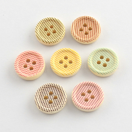 4-Hoyo botones de madera impresos X-BUTT-R032-070-1