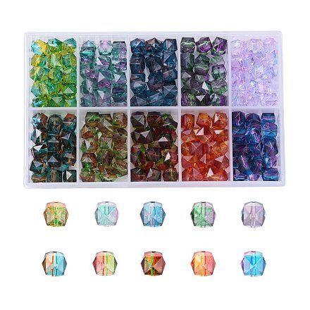Perles acryliques craquelées transparentes peintes à la bombe ACRP-YW0001-02-1