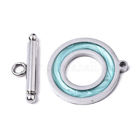 201 Stainless Steel Toggle Clasps STAS-R115-14C-P-1