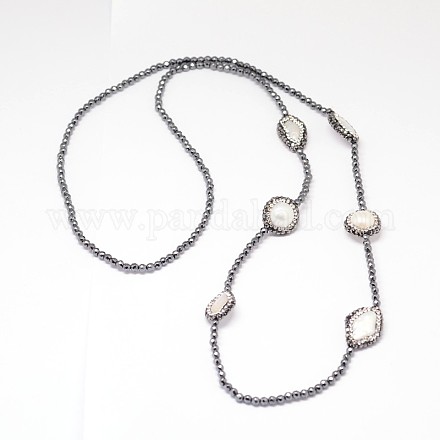 Non-Magnetic Synthetic Hematite Beaded Necklaces NJEW-L434-05-1