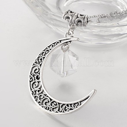 Antique Silver Plated Moon Alloy Big Pendants PALLOY-JF00082-01-1
