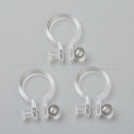 プラスチック製クリップ式イヤリングパーツ  穴開けないイヤリング  透明  12.5x8x1.2mm  穴：0.7mm KY-P001-10D-1