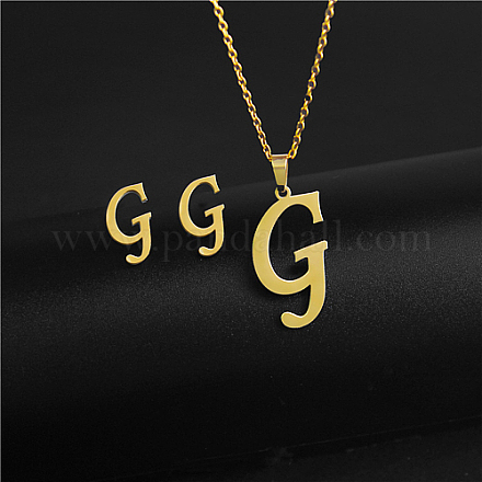 Golden Stainless Steel Initial Letter Jewelry Set IT6493-21-1