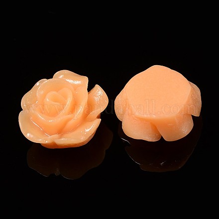 Resin Rose Flower Flatback Beads X-RESI-I023-04D-1