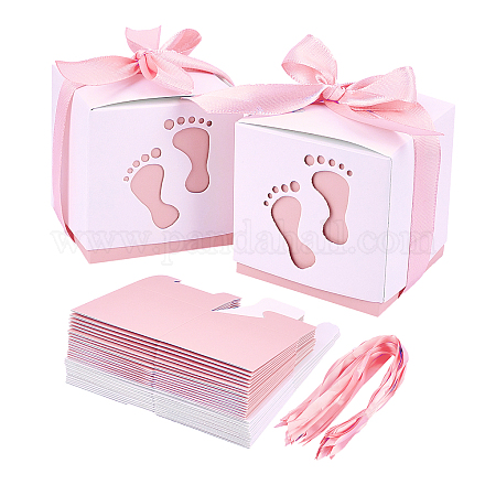 PandaHall 60 Sets Newborn Baby Footprints Candy Boxes CON-WH0072-22B-1