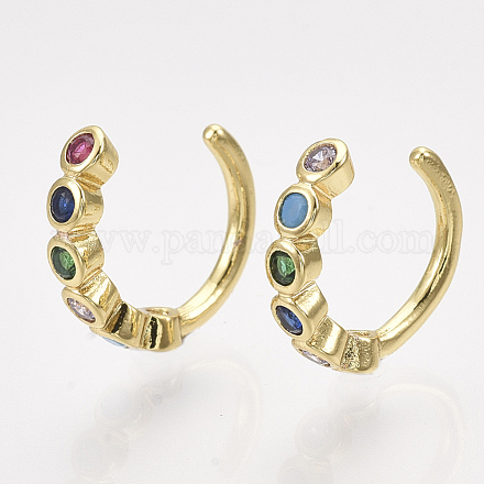Brass Cubic Zirconia Cuff Earrings EJEW-S201-186-1