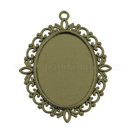 Style tibétain supports cabochons pendentif en alliage TIBE-S303-33AB-LF-1