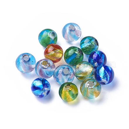 Perles vernissées de feuille en argent manuelles FOIL-L017-003-1
