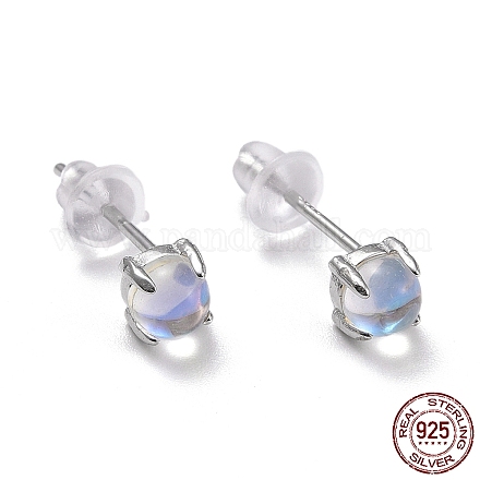 925 Sterling Silver Stud Earrings EJEW-M202-01-1