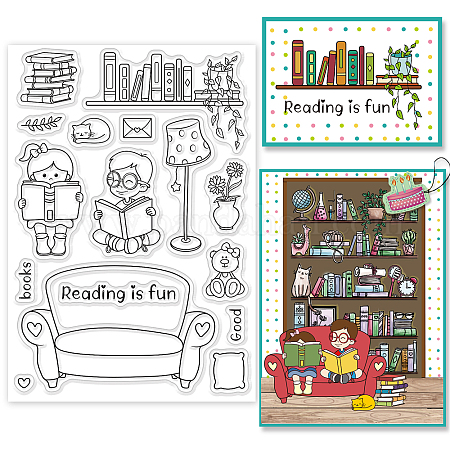  GLOBLELAND 1Sheet Library and Bookcases Clear Stamp