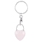Natural Rose Quartz Keychain, with Brass Finding, Heart, 7.4cm