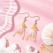 304 Stainless Steel Dangle Earrings, with Jellyfish Glass Woven Pendants & Glass Beads, Golden, Orange, 53.5x11mm